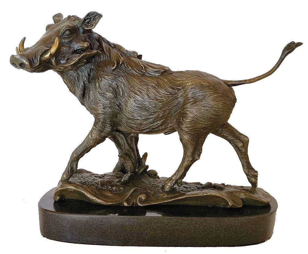 Bronze Warthog sculpture - Sculpture by Zawadi