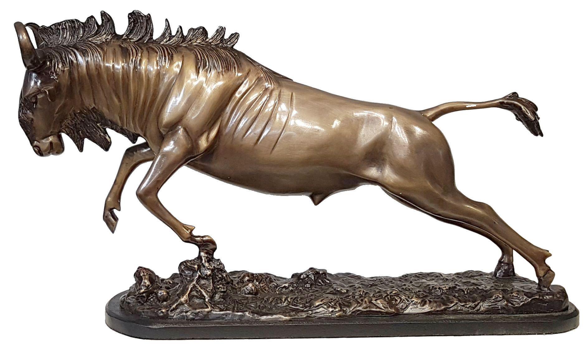 Bronze Wildebeest sculpture - Sculpture by Zawadi