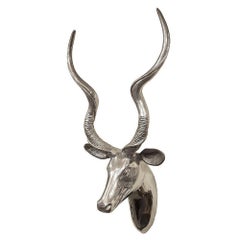 Kudu head sculpture - aluminum
