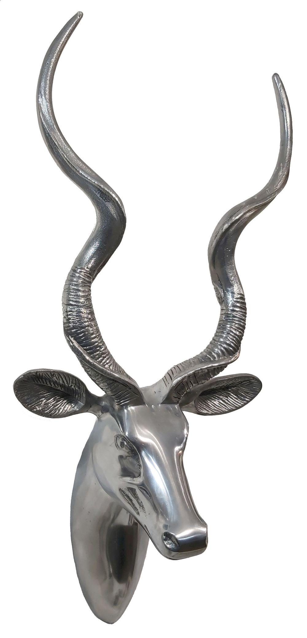 Kudu head sculpture - aluminum - Contemporary Sculpture by Zawadi