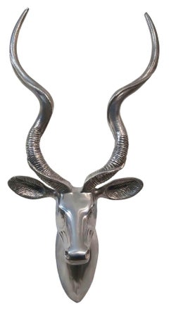 Kudu head sculpture - aluminum