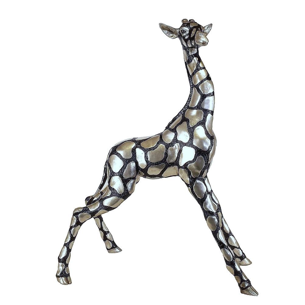 Silver-plated bronze baby giraffe sculpture - Sculpture by Zawadi