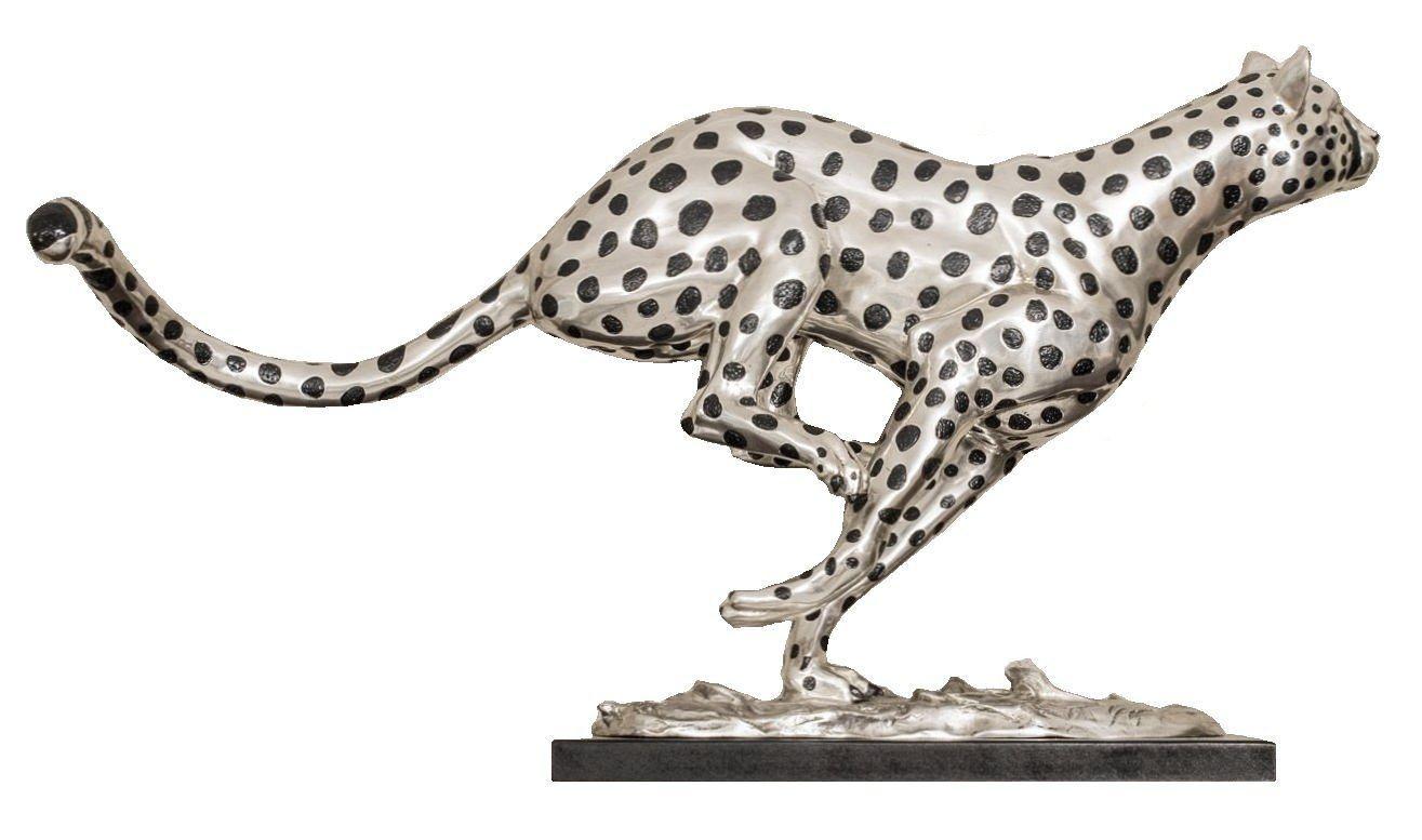 Escultura de guepardo corriendo de bronce plateado en venta 2