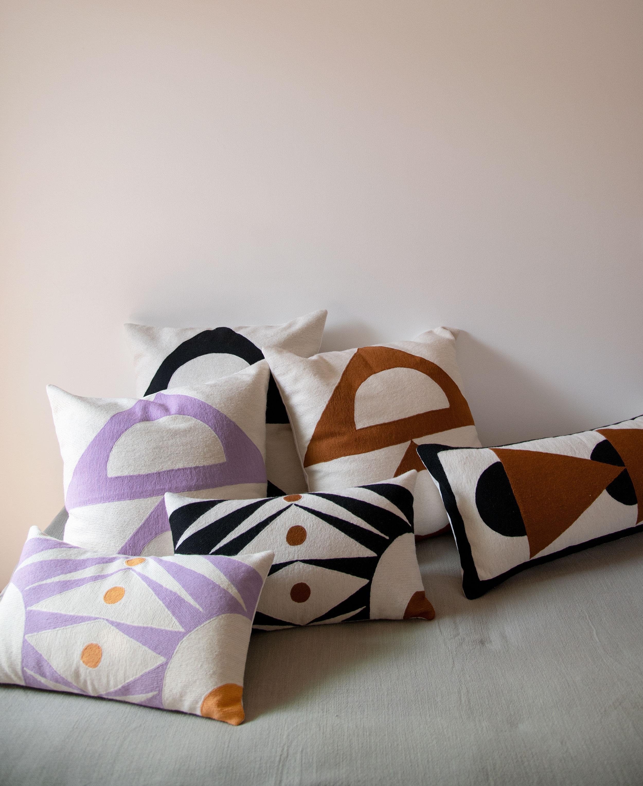Modern Zaza Dots Pillow, Lilac For Sale