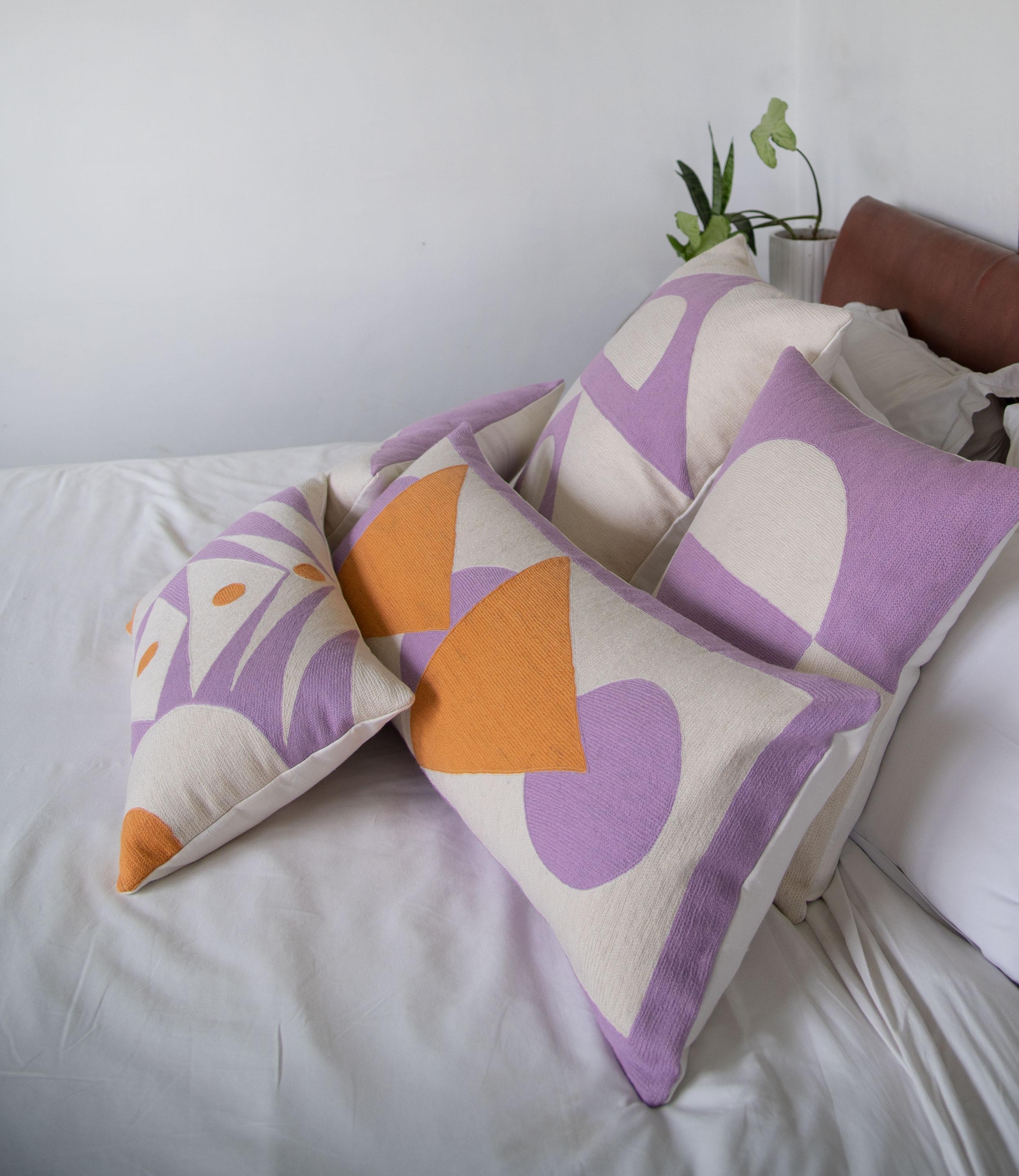 Modern Zaza Lumbar Pillow, Lilac For Sale