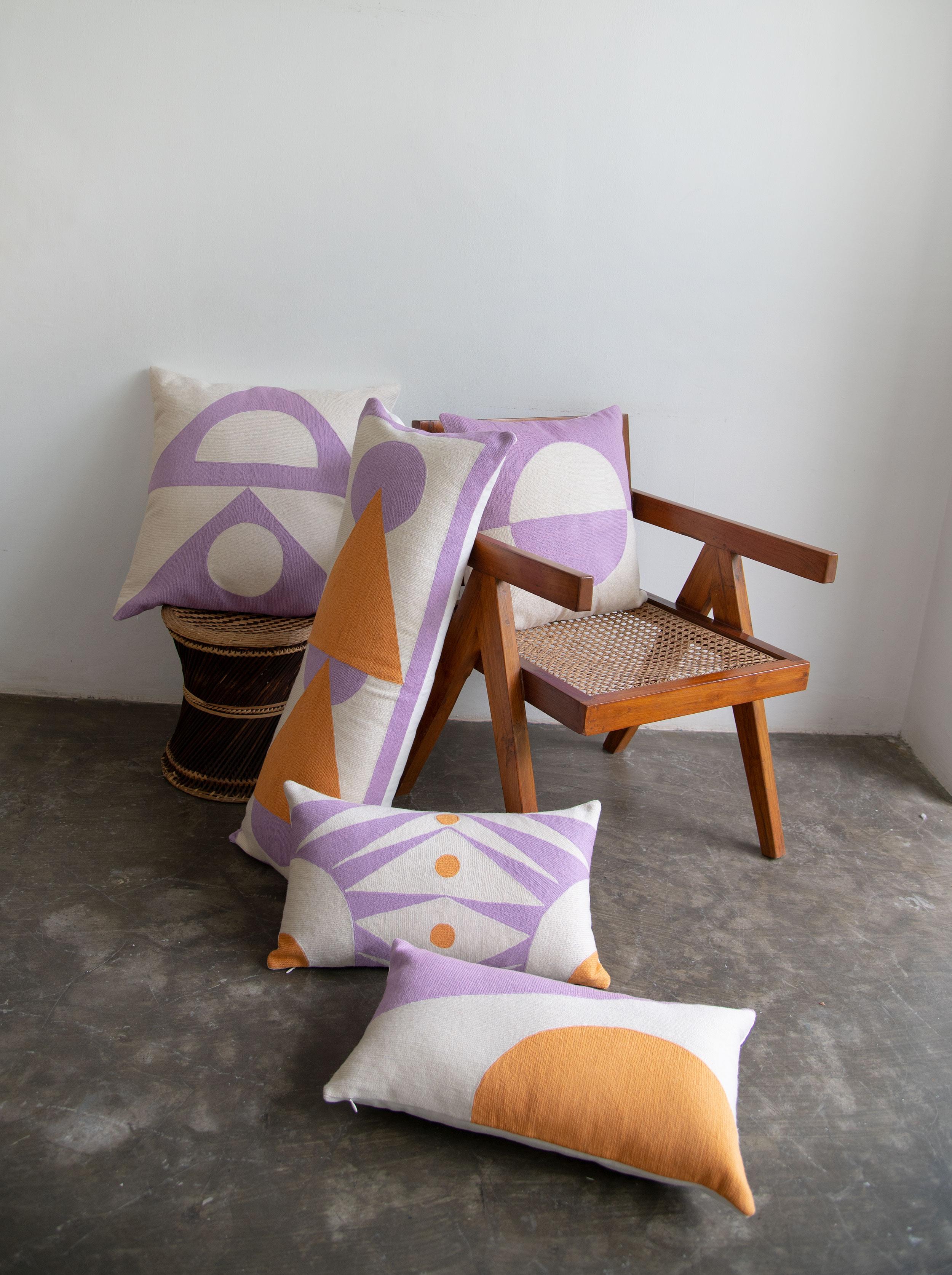 Indian Zaza Lumbar Pillow, Lilac For Sale