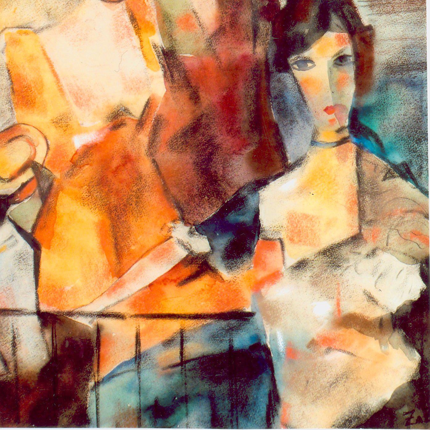 Pastel et aquarelle sur papier. Signé en bas à droite : ZAZA 
Mesures : 17.45 x 38 cm (72 x 14.96 in), Encadré : 63 x 54,8 (24.8 x 21.57 in)

Zaza Tuschmalischvili (née le 15 mai 1960 à Skra, Géorgie) est une peintre géorgienne qui vit et travaille