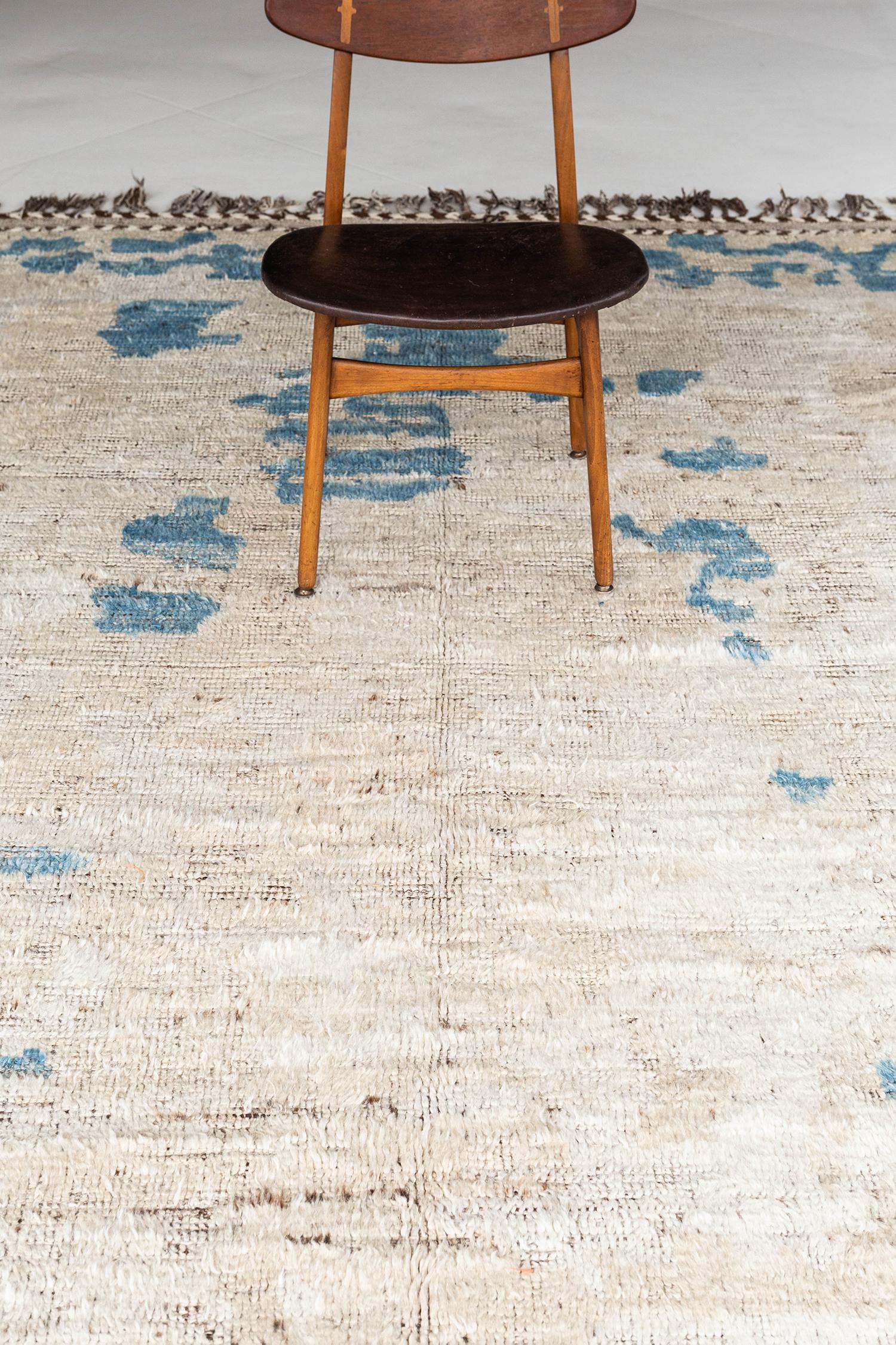 Zazate' is made of luxurious wool and is made of timeless design elements. Its weaving of natural earth tones with vibrant blues and unique design elements is what makes the Atlas Collection so unique and sought after. Mehraban's Atlas collection is