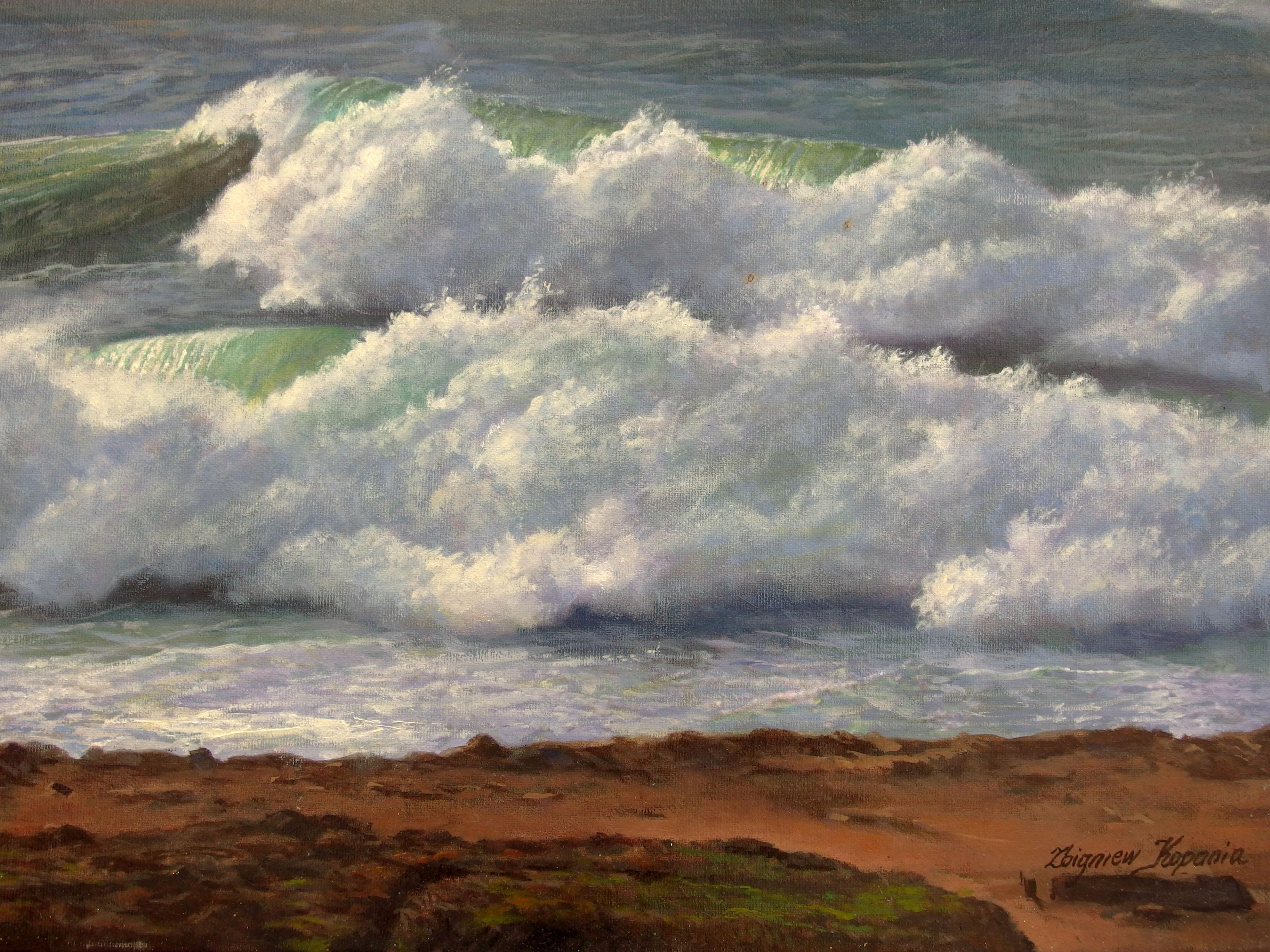 Seascape „Bei dem Sturm“  (Realismus), Painting, von Zbigniew Kopania