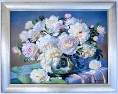 Peonies In A Silver Vase Still Life