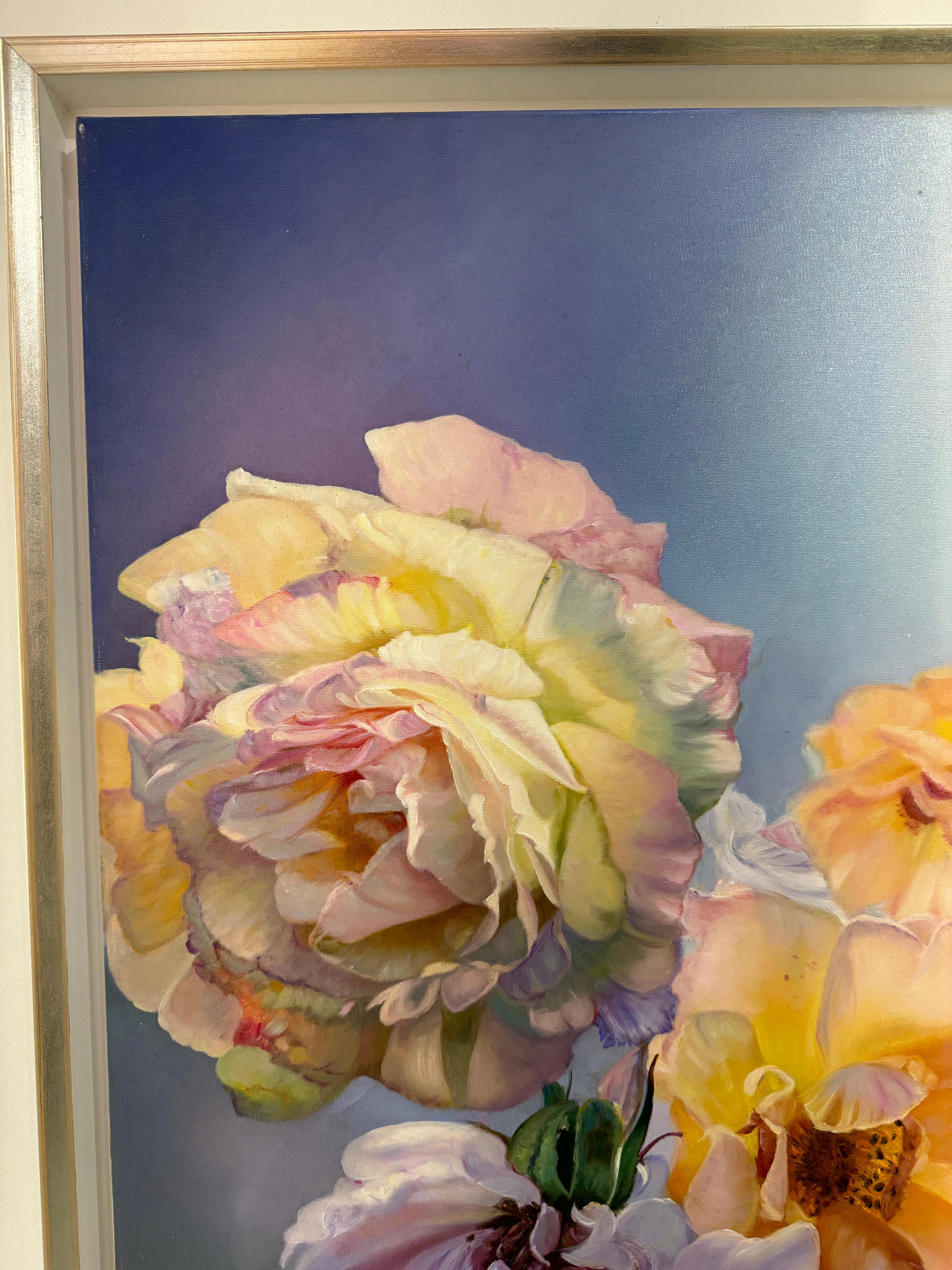 Bodegón Rosas en el Cielo - Still-Life Painting Gris de Zbigniew Kopania