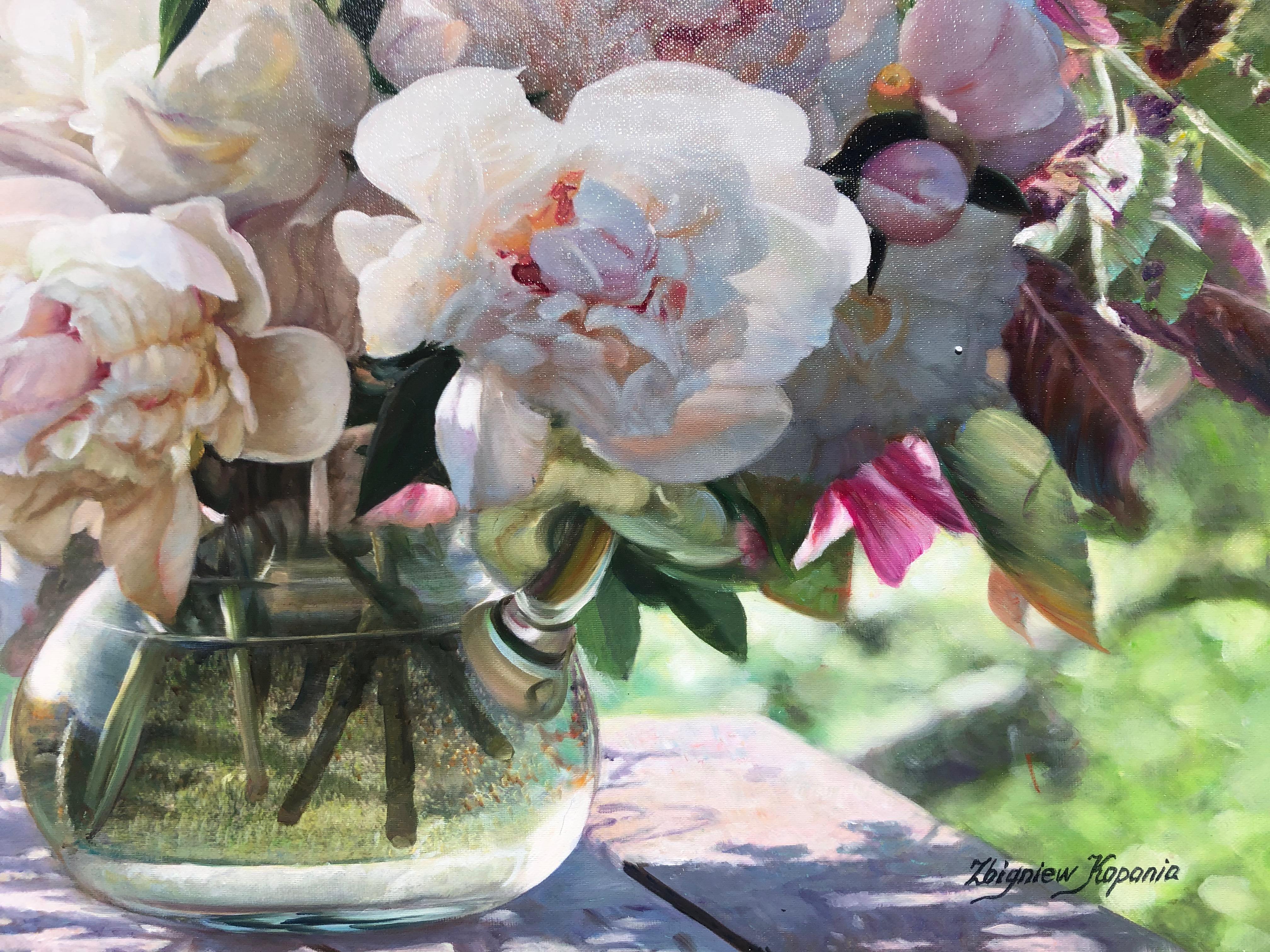 Ramo de verano Óleo sobre lienzo - Still-Life Painting Gris de Zbigniew Kopania