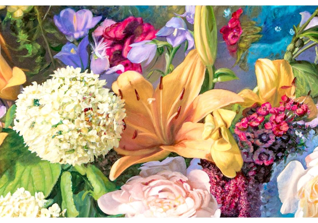 Contemporary Zbigniew Kopania (Polish, B. 1949) Large Oil On Canvas Floral Painting For Sale