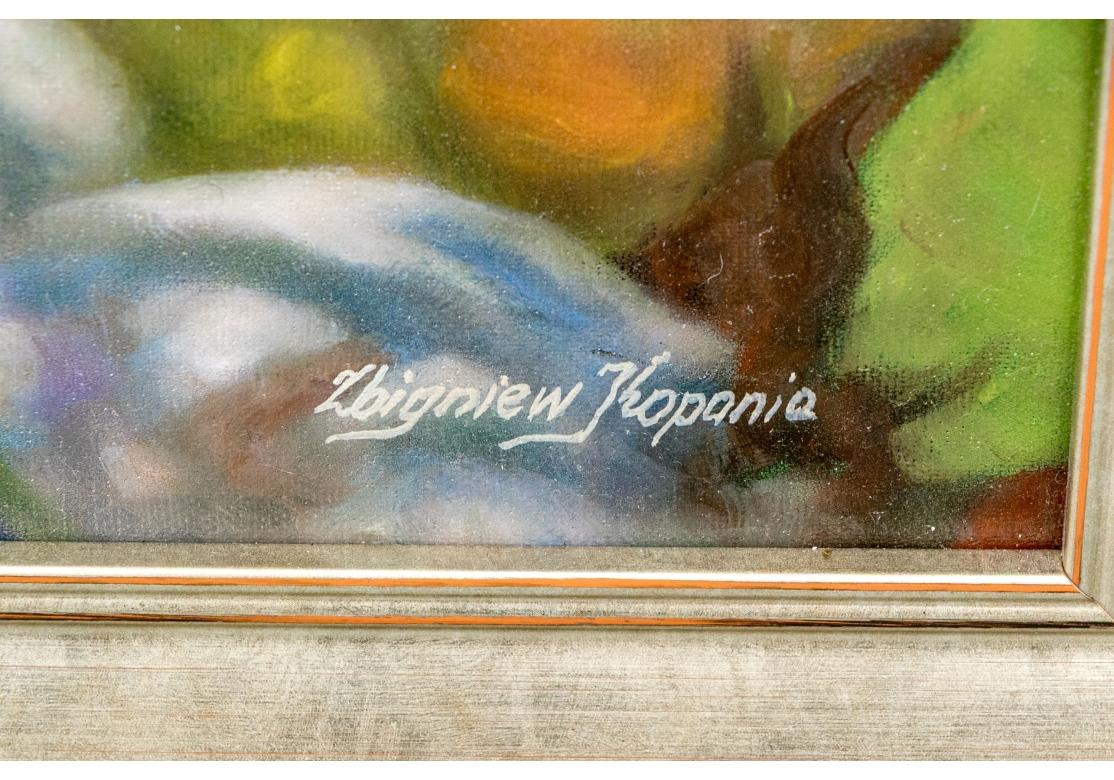 Zbigniew Kopania (Polish, B. 1949) Large Oil On Canvas Floral Painting For Sale 2