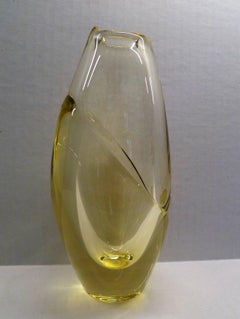 ZBS, Modern Bohemian Citrine Yellow Blown Glass Vase, Czechoslovakia, 1960s