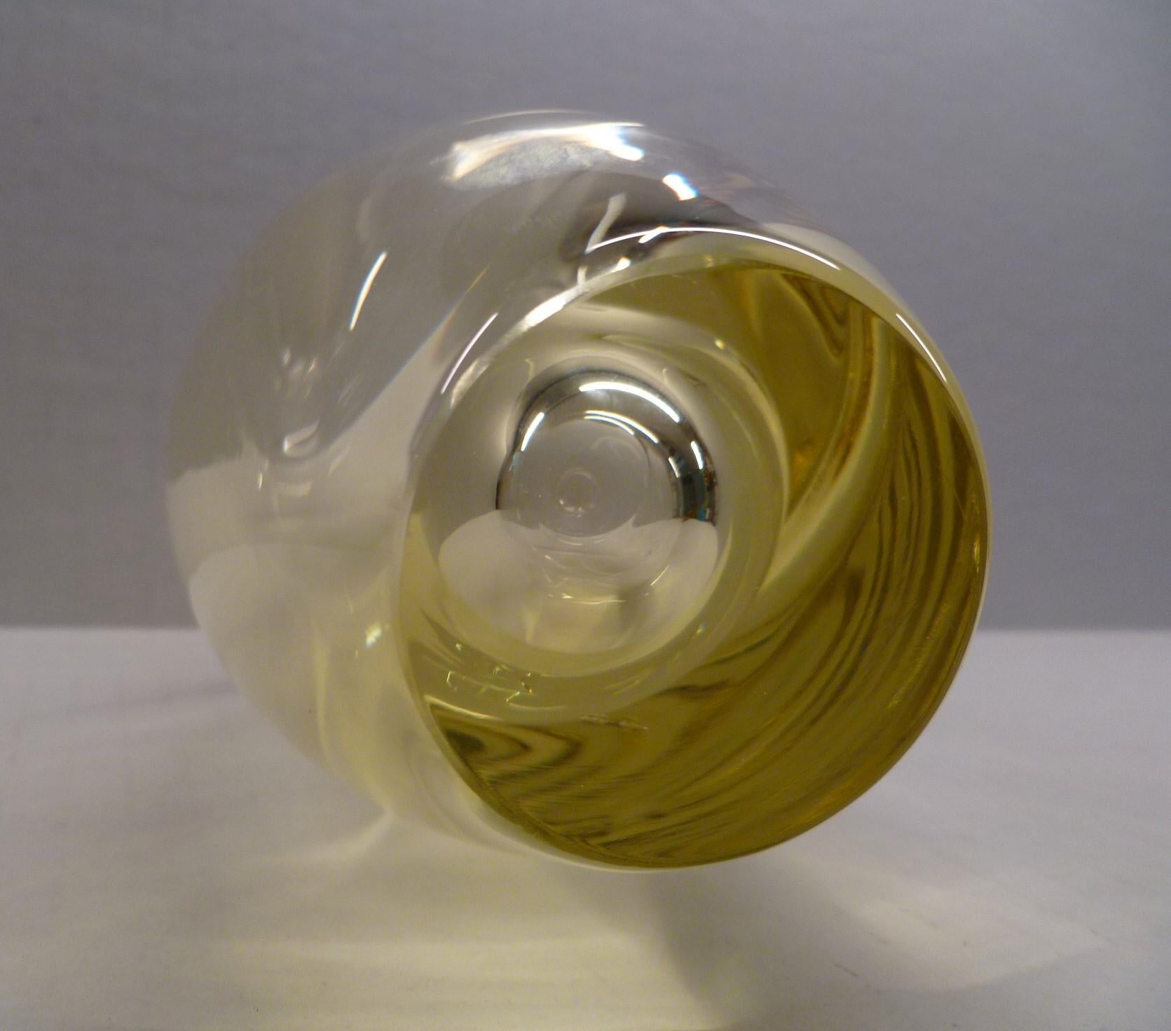 Mid-20th Century ZBS, Modern Bohemian Citrine Yellow Blown Glass Vase, Czechoslovakia, 1960s For Sale