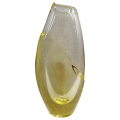 Retro ZBS, Modern Bohemian Citrine Yellow Blown Glass Vase, Czechoslovakia, 1960s