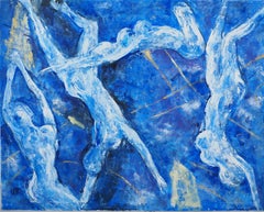 The Blue Swimmers - Original Oil on canvas, SIGNED