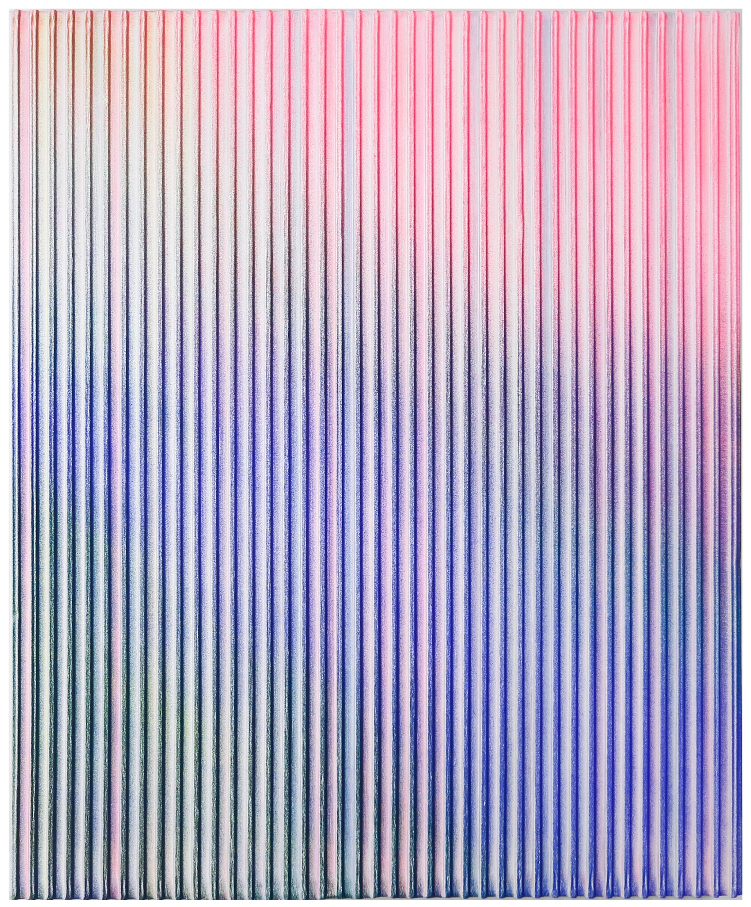 Zdenek Konvalina Abstract Painting - Display No 23 - Striped, geometric, white and pink, minimal, abstract painting 