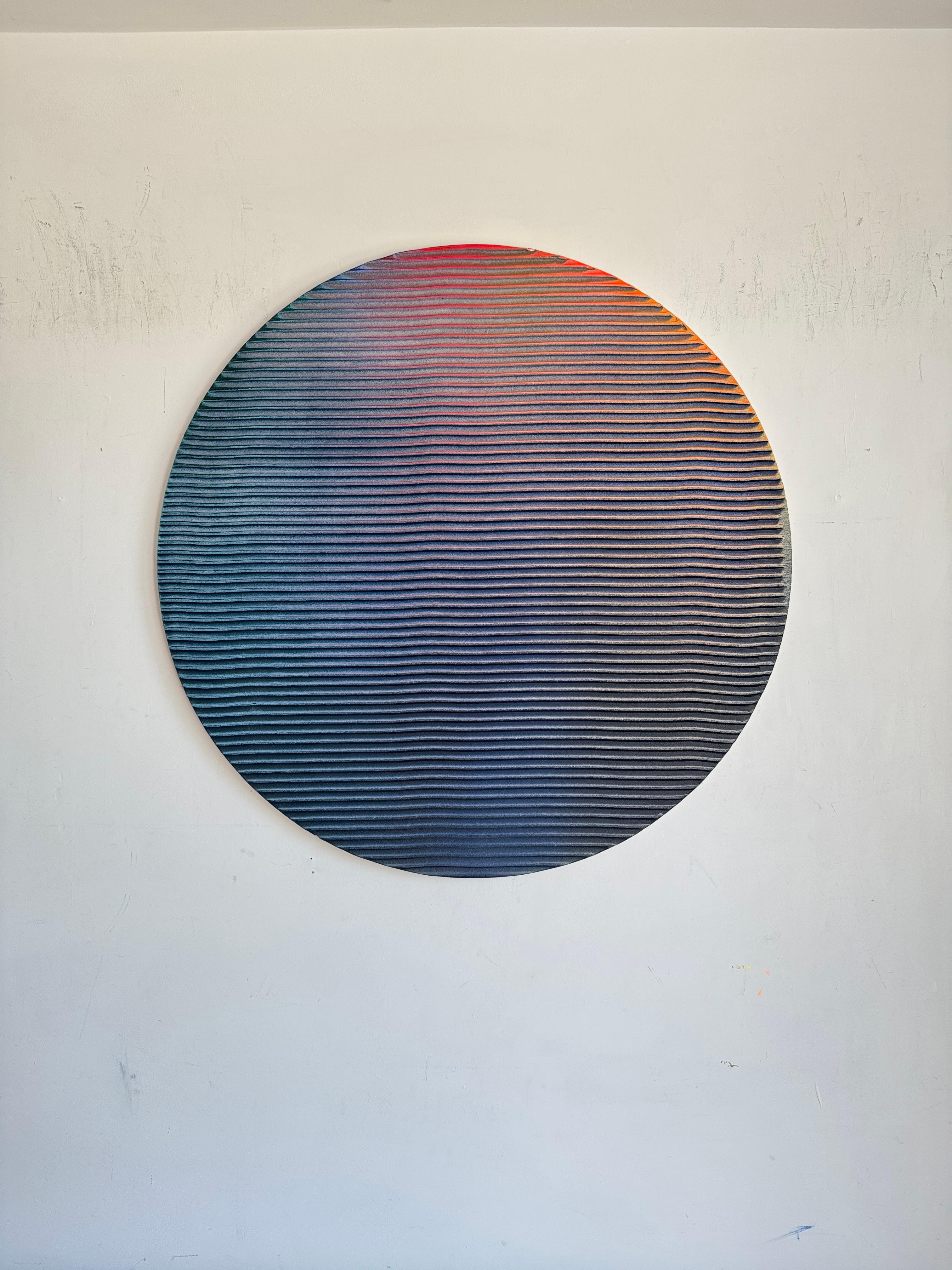 Display No. 45 – Contemporary circular abstract artwork with textured relief, 80