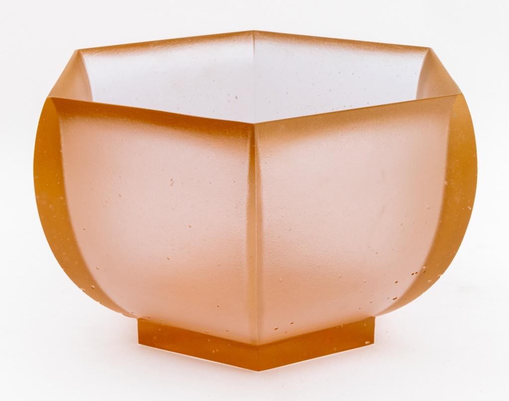 Zdenek Lhotsky (Czech, b. 1958) Hexagonal Amber Glass Bowl, 2003, signed, dated, and numbered edition 