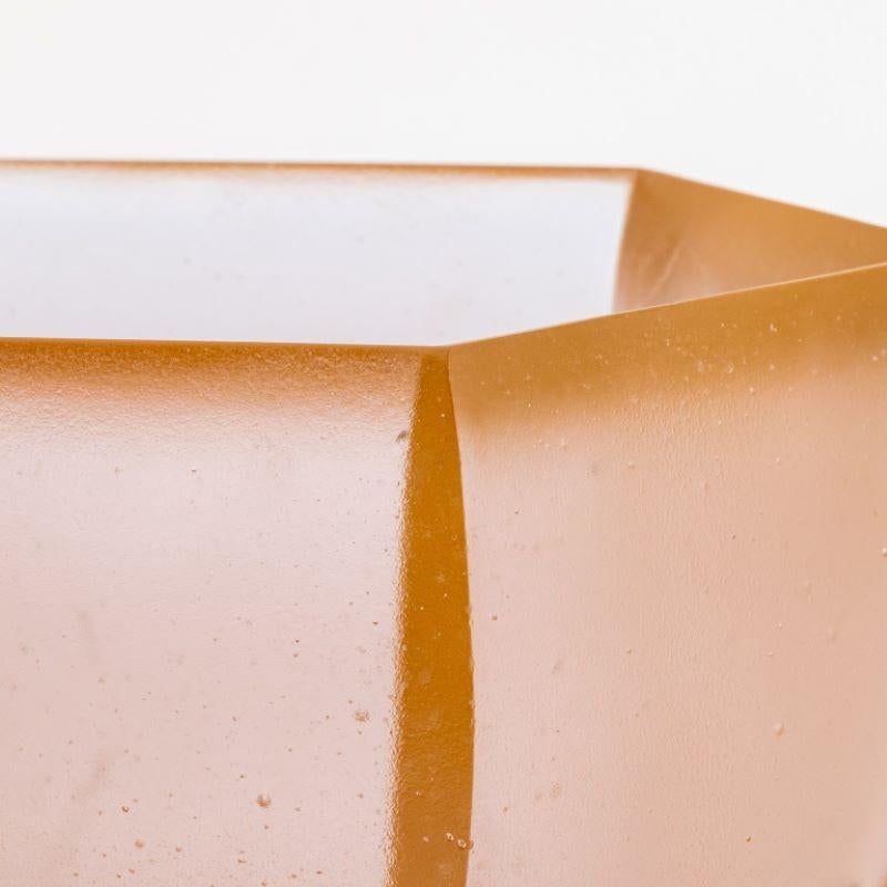 Art déco Zdenek Lhotsky Hexagonal Amber Glass Bowl en vente
