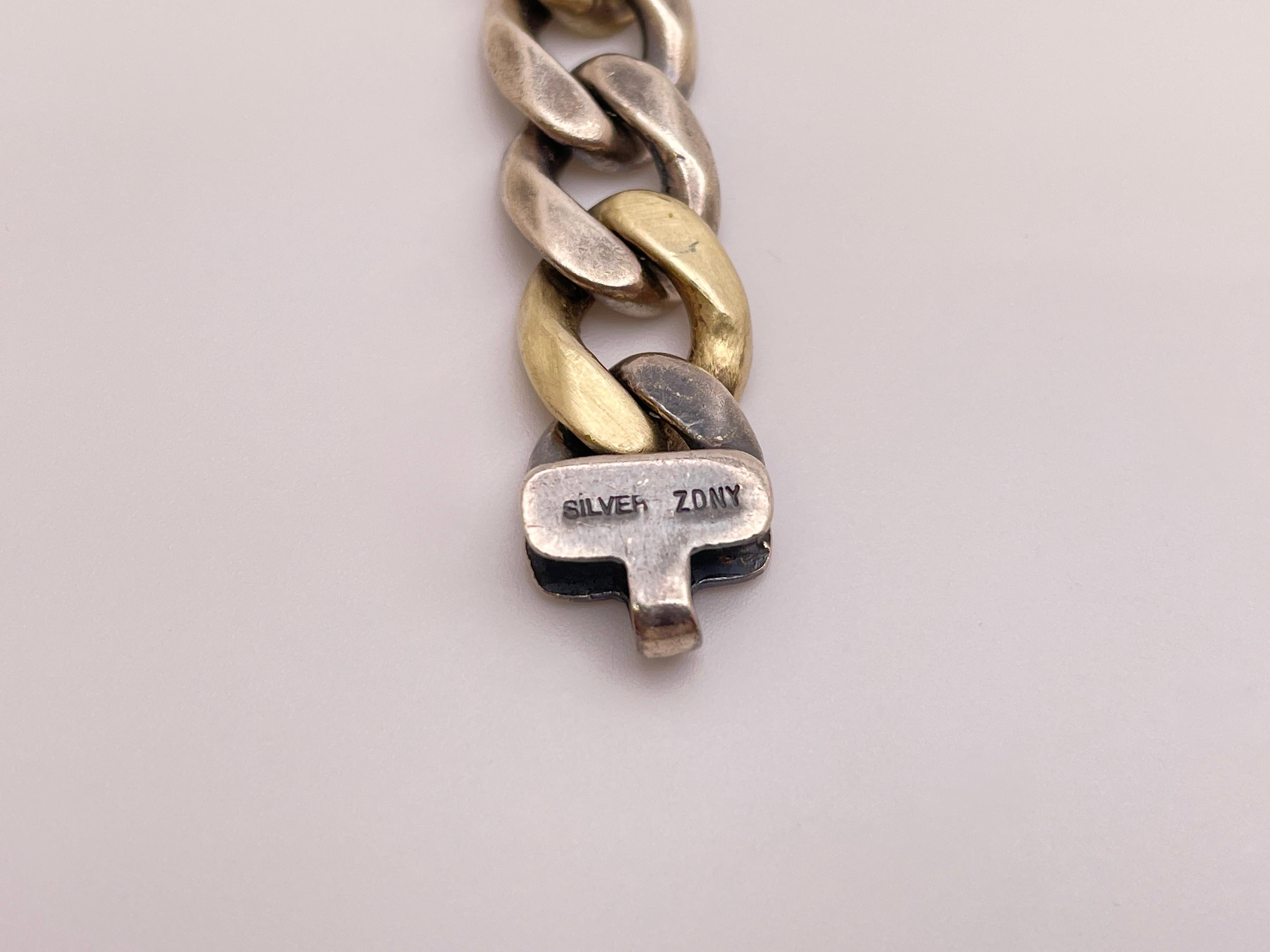 ZDNY Bracelet gothique en or jaune 14 carats et argent bicolore en vente 5