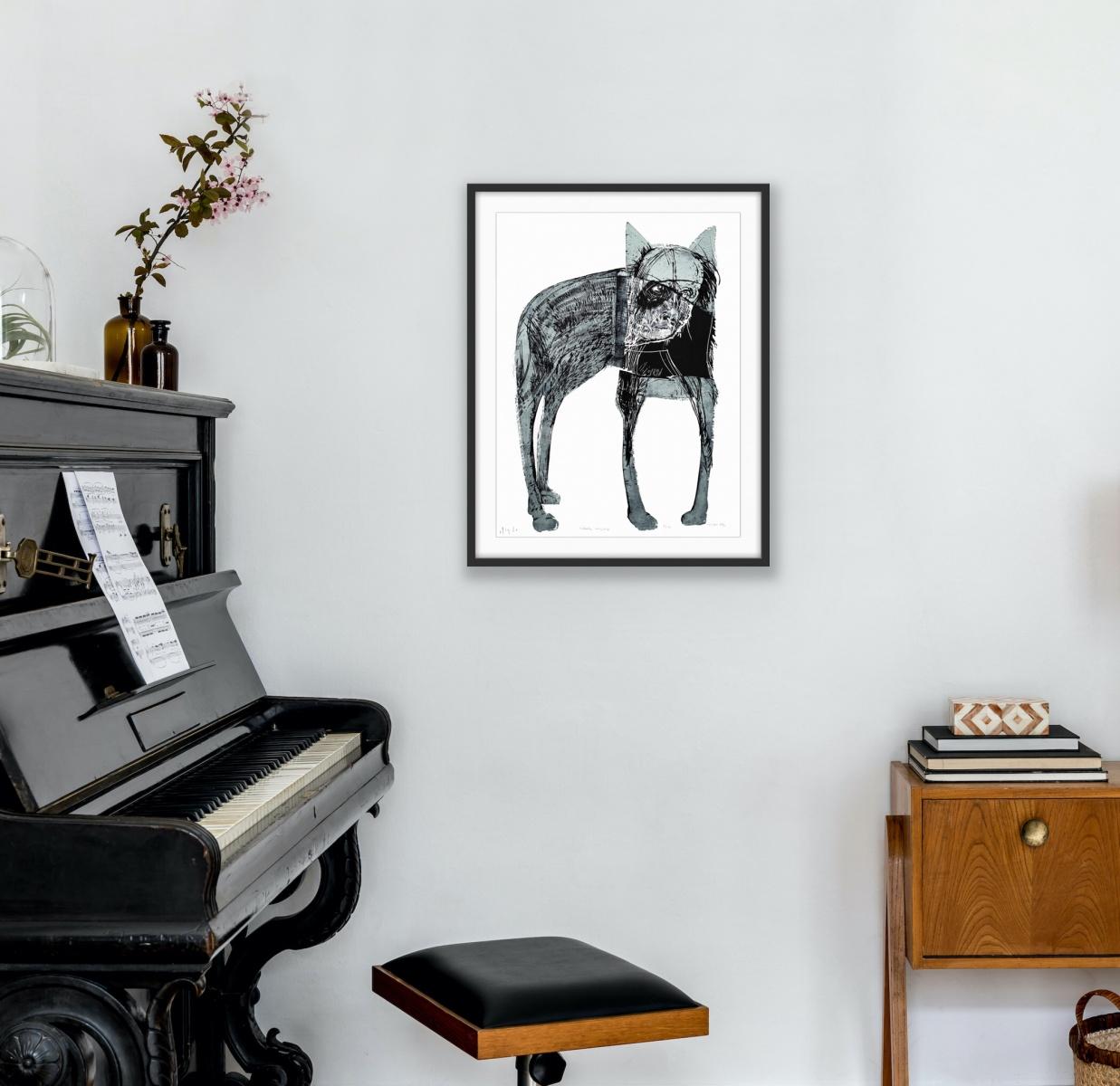 Dogs 2 - Contemporary Woodcut Print, Figurative, Black & white, Polish artist For Sale 3