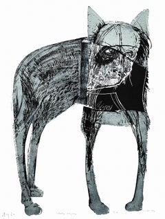 Dogs 2 – Zeitgenössischer Holzschnittdruck, figurativ, Schwarz-Weiß, polnischer Künstler