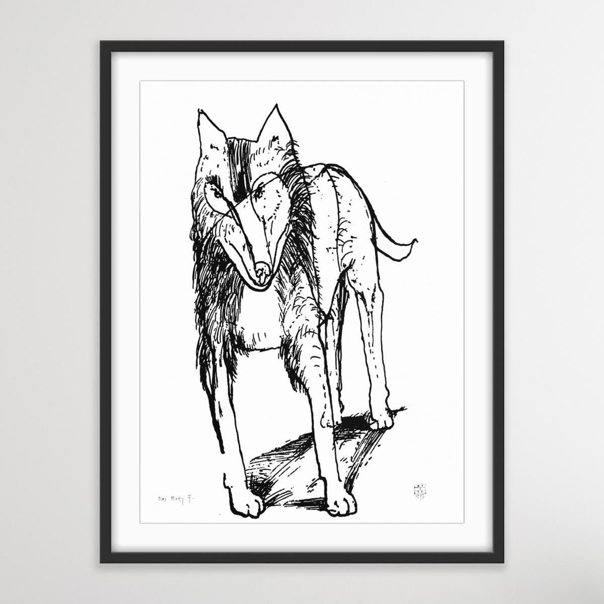 Marta F's dog - Contemporary Print, Figurative, Black & white, Polish artist For Sale 1