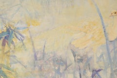 Ze He Abstract Original Oil On Canvas "Bamboo & Sparrow"