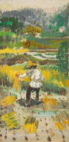 Olio su tela originale contemporaneo "Bumper Harvest I" di An He