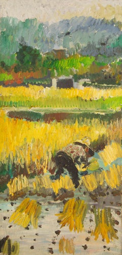 Olio su tela originale contemporaneo "Bumper Harvest II" di An He