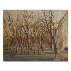 An He Pintura al óleo original impresionista "Residencia universitaria"