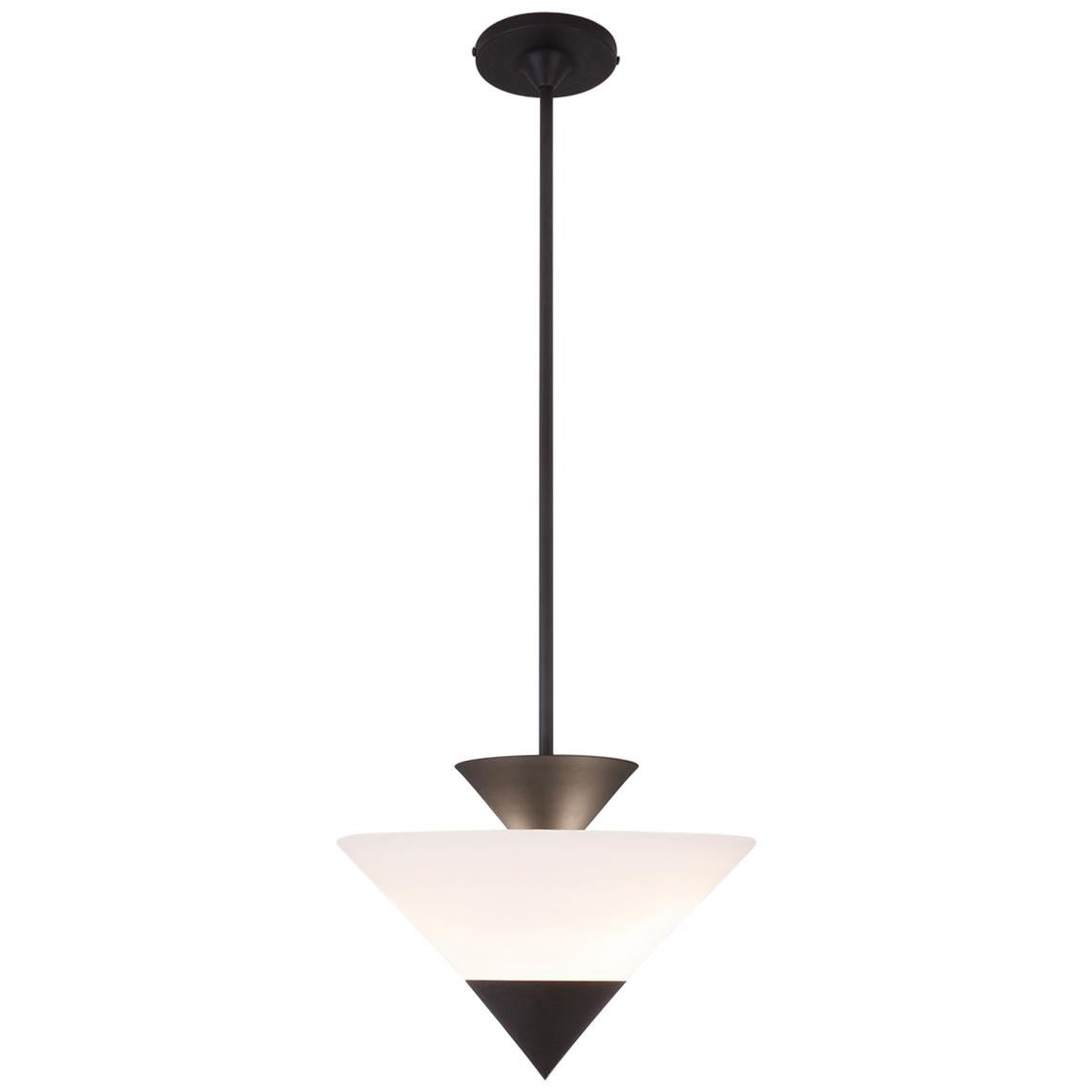 ZÉ Pendant with Conical Glass Shade and Brass Body