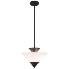 ZÉ Pendant with Conical Glass Shade and Brass Body