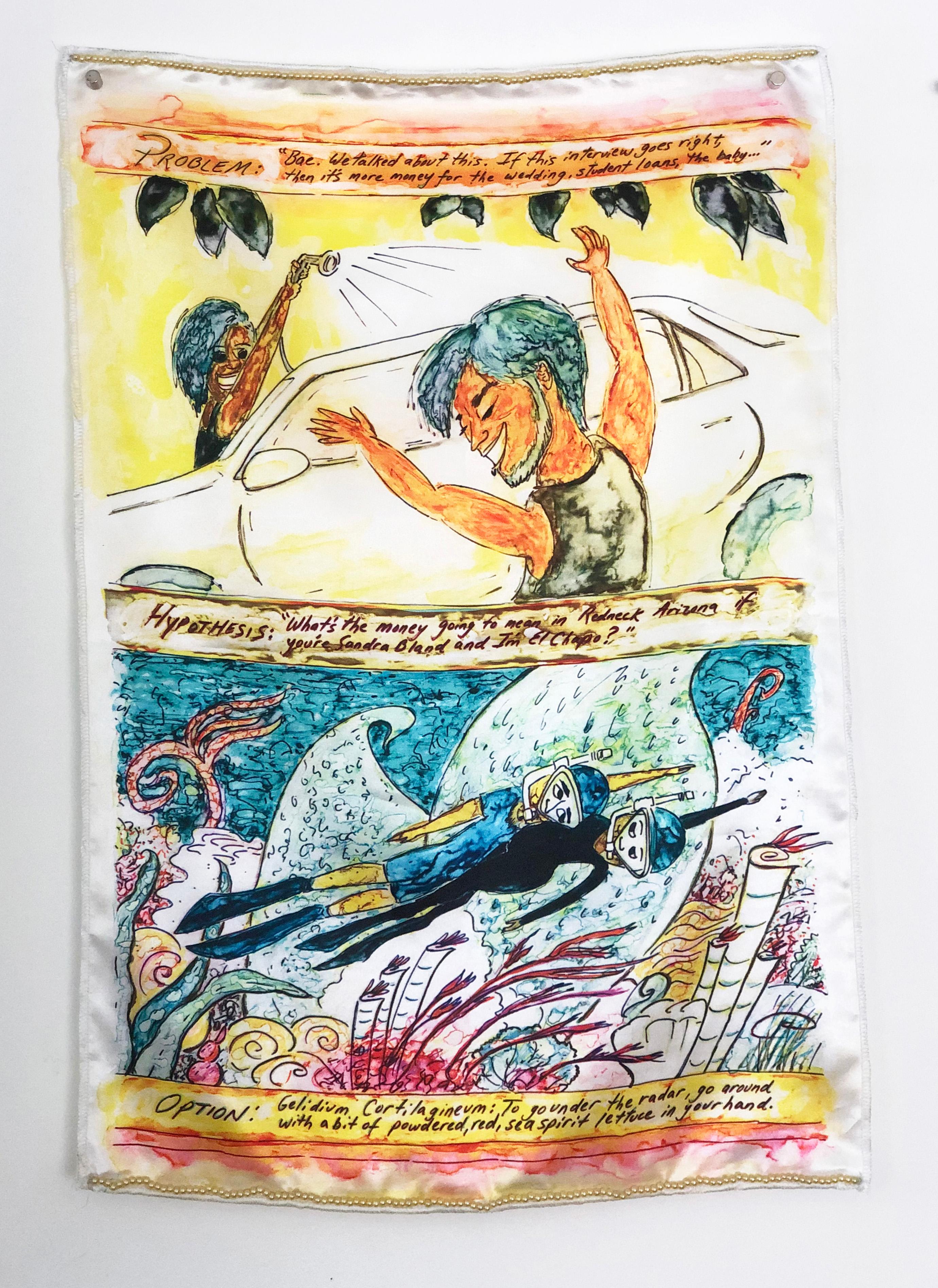 "Sandra Bland & El Chapo" dye sublimation on fabric - Print by Zeal Harris