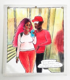 "Der Rapper mit den rosa Haaren" Buntstifte auf Archivpapier