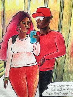 "Il rapper con i capelli rosa" matite colorate su carta d'archivio