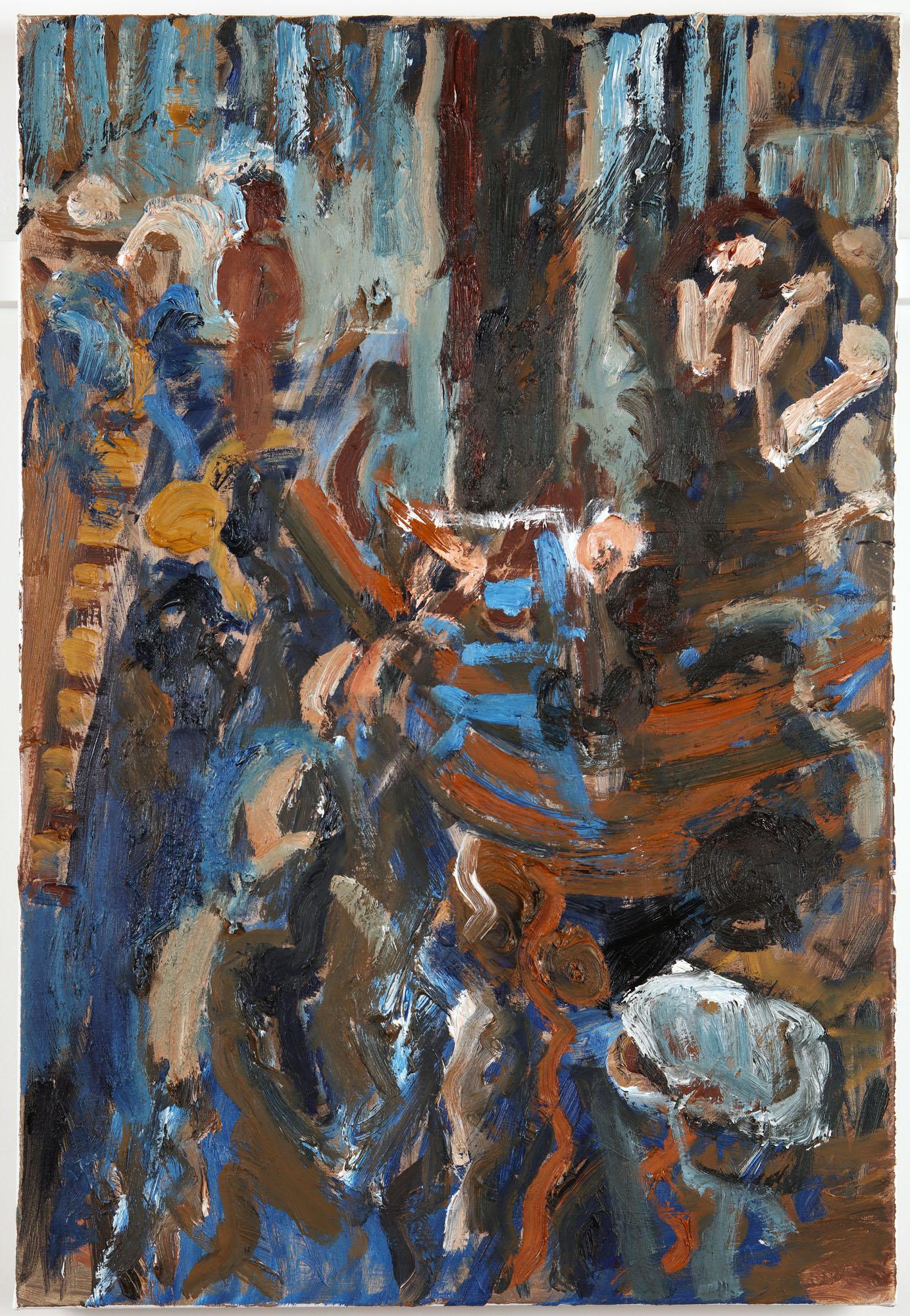 ZEBEDEE JONES Abstract Painting - 'CHESS TOURNAMENT', 2018 Oil on linen 76 x 51 cm Signed and dated verso