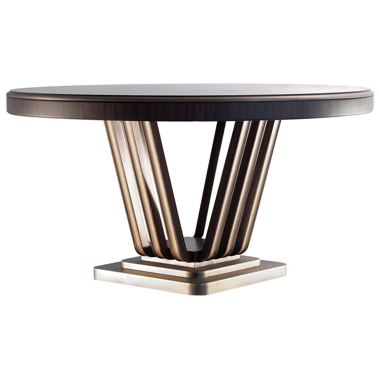 Zebra and Brass Dining Table For Sale
