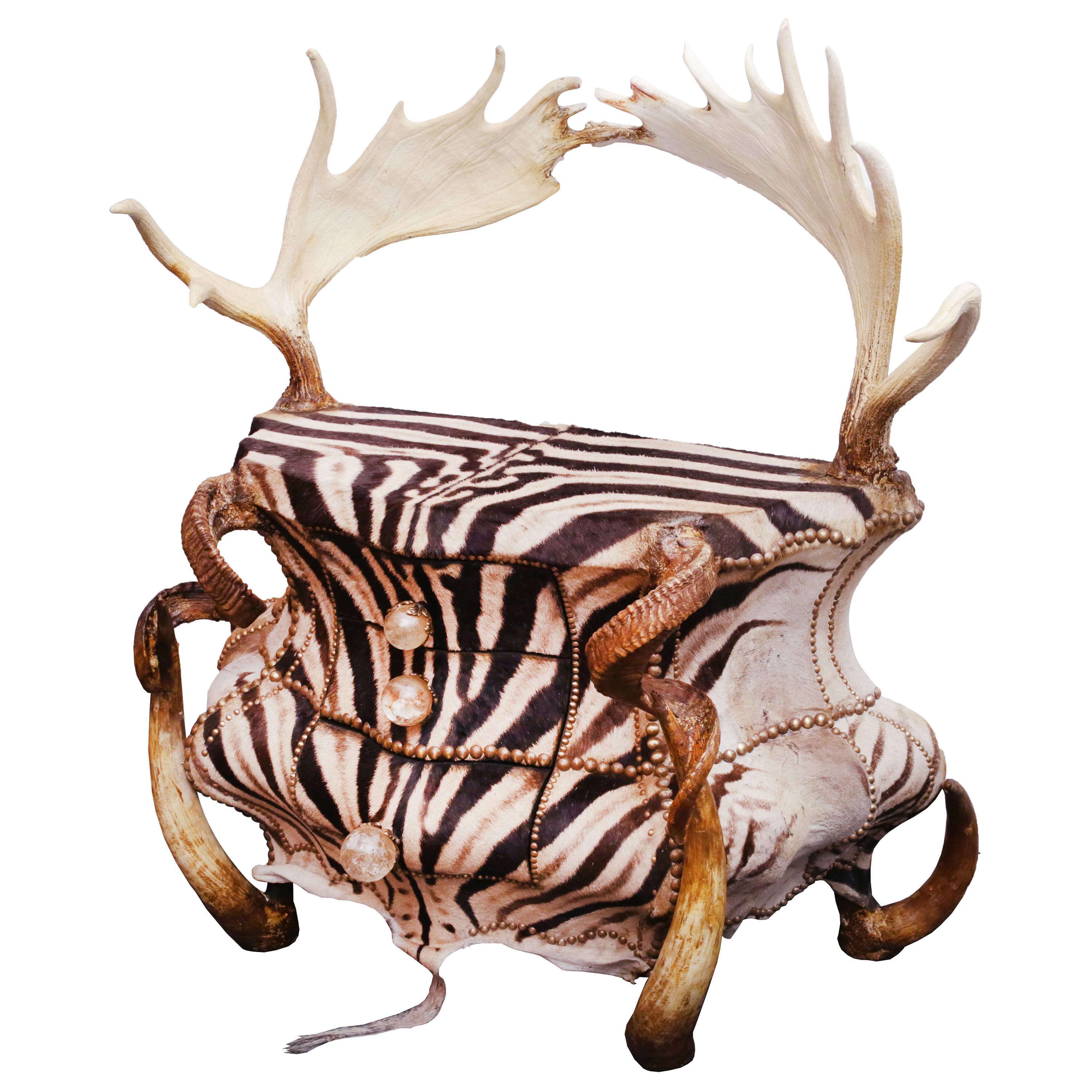 Zebra and Elk Chest of Drawers For Sale