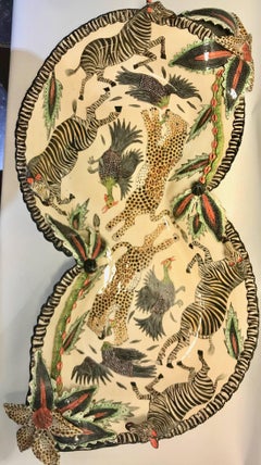 Zebra and Leopard Decorative Dish or Bowl by Ardmore Ceramics, South Africa
