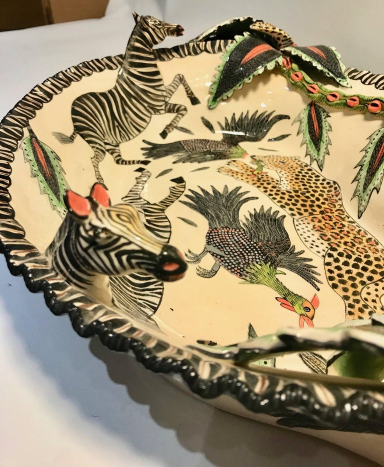 Zebra And Leopard Decorative Dish Or Bowl By Ardmore Ceramics South zebra-and-leopard-decorative-dish-or-bowl-by-ardmore-ceramics-south