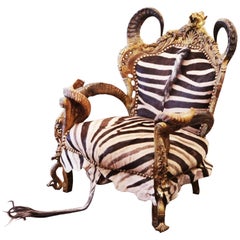 Fauteuil en zèbre et tête de lion