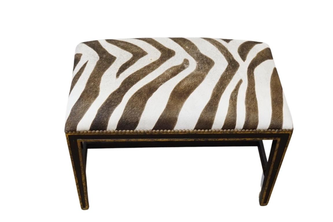 Contemporary Zebra Bench with Gilded Legs