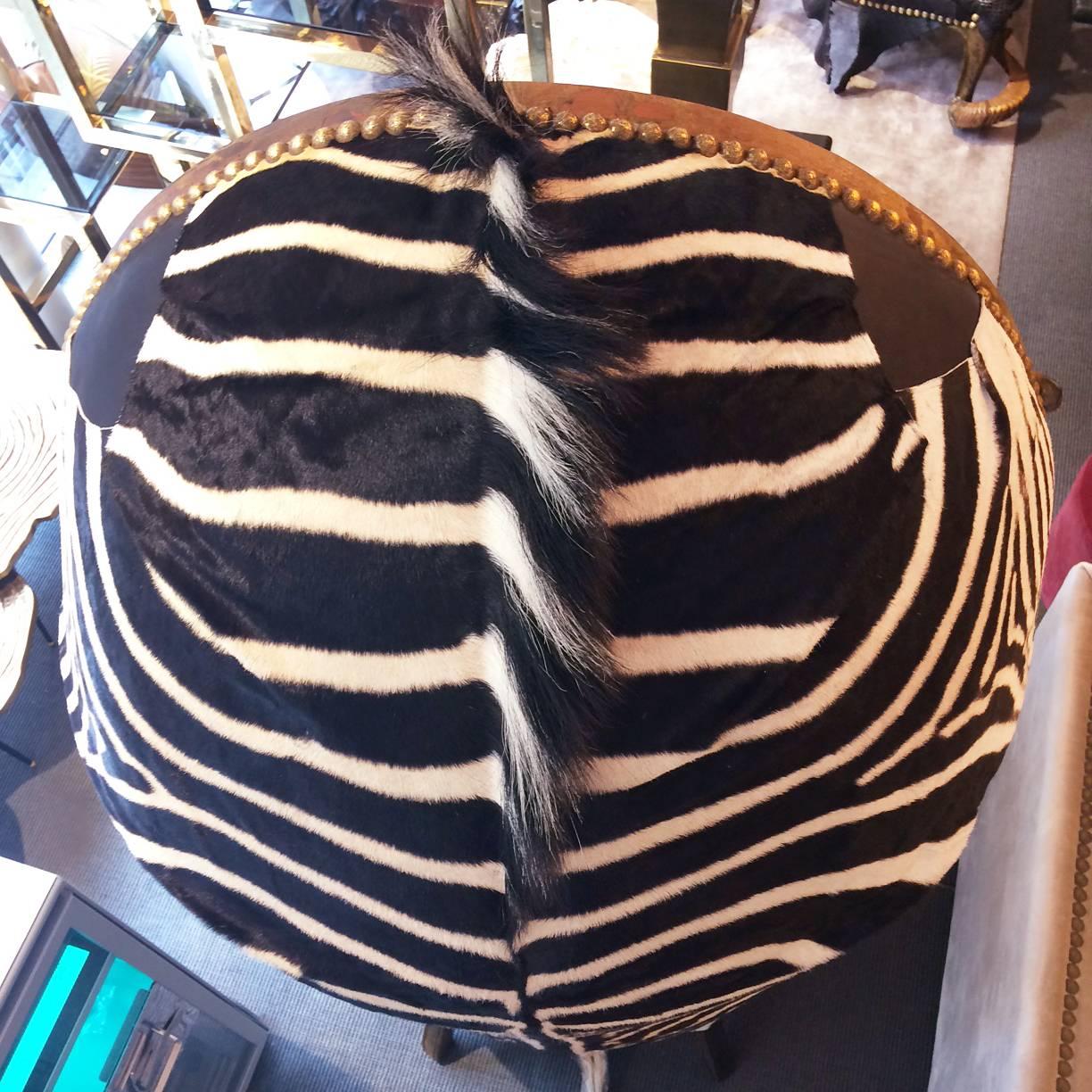 Zebra Black Armchair Dome mit echtem Zebrafell und echten Hörnern (21. Jahrhundert und zeitgenössisch) im Angebot