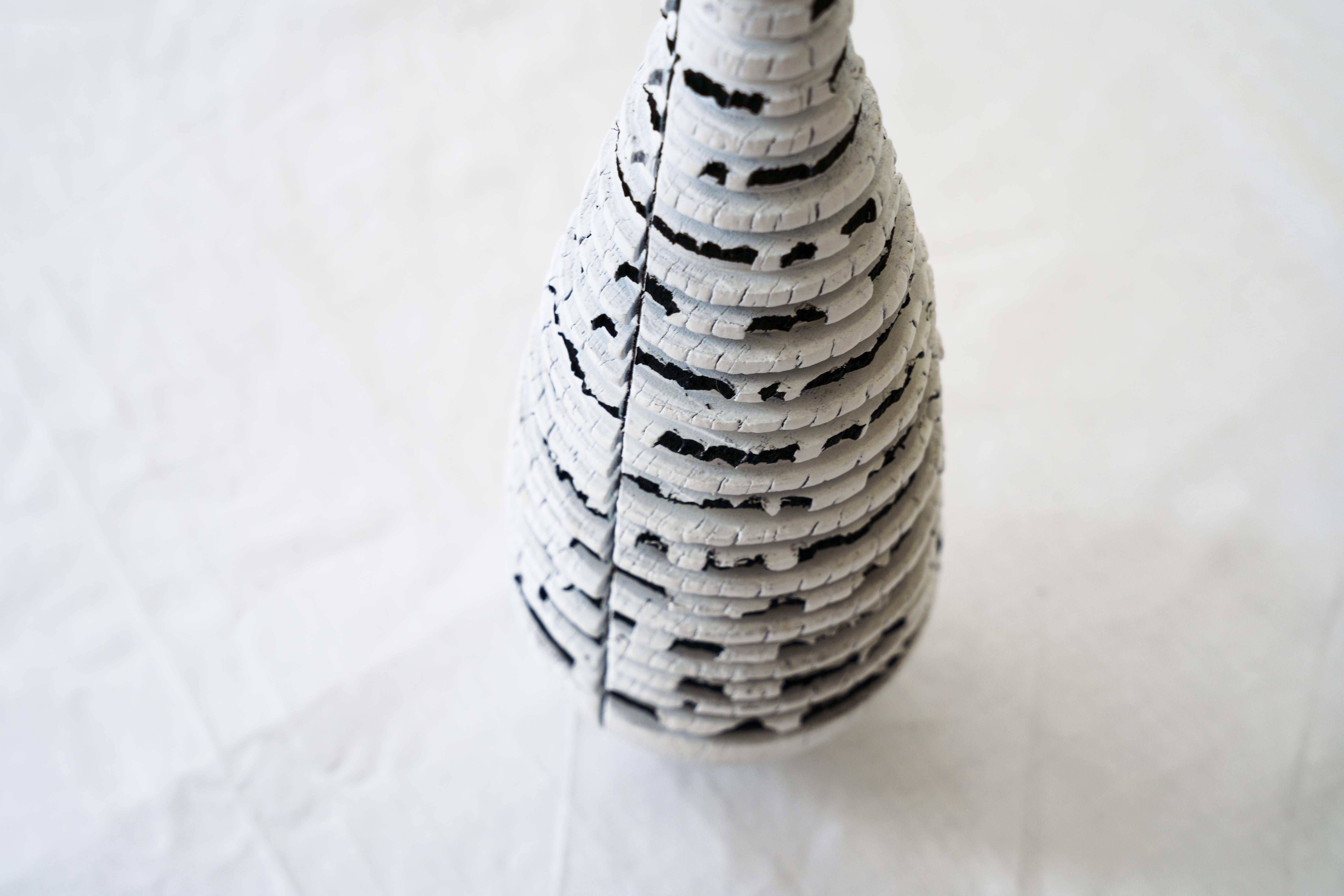 Israeli Zebra Burnt Beech Vase by Daniel Elkayam For Sale