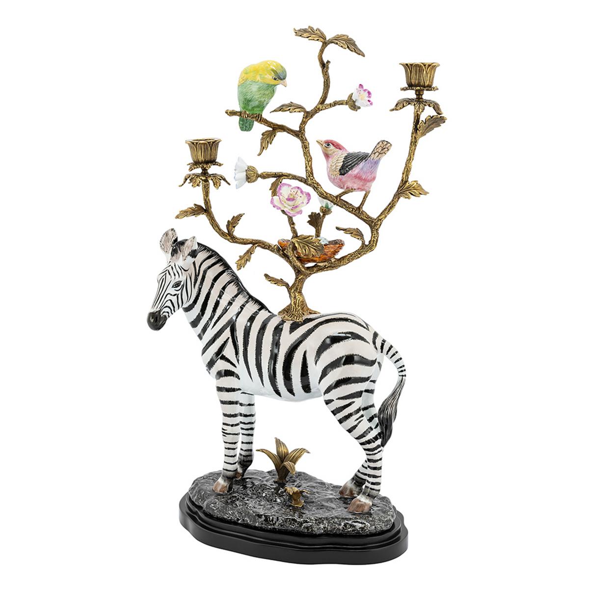 Italian Zebra Candleholder Sculpture For Sale