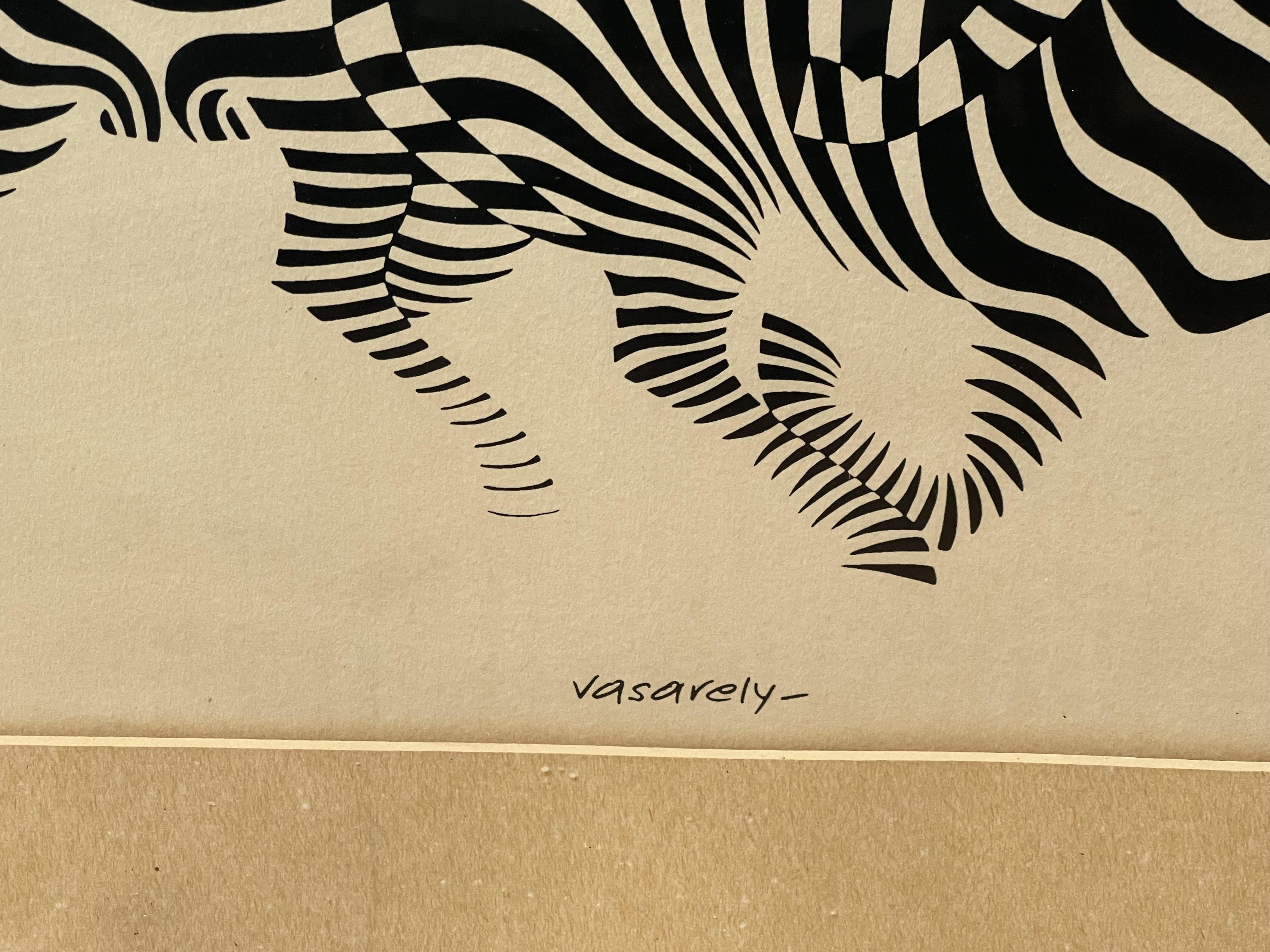 Moderne Sérigraphie Zebra Couple par Vasarely